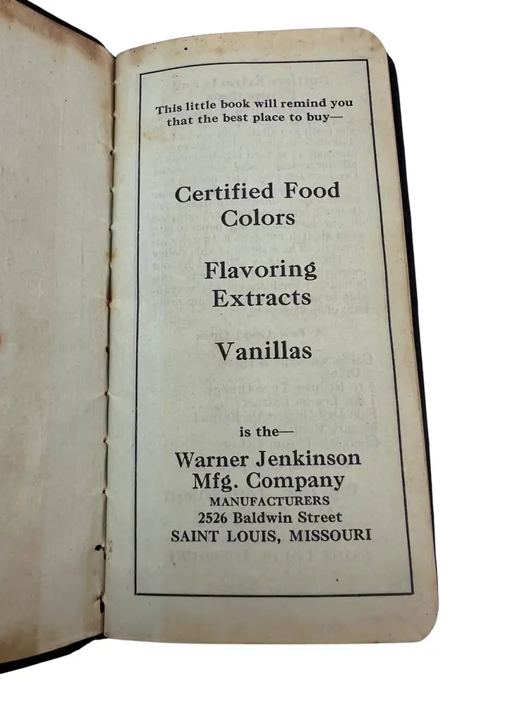 1941 Red Seal Warner-Jenkinson Pocket Diary Calendar, St. Louis Food Colors Ad