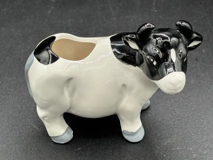 Planter - black & white cow