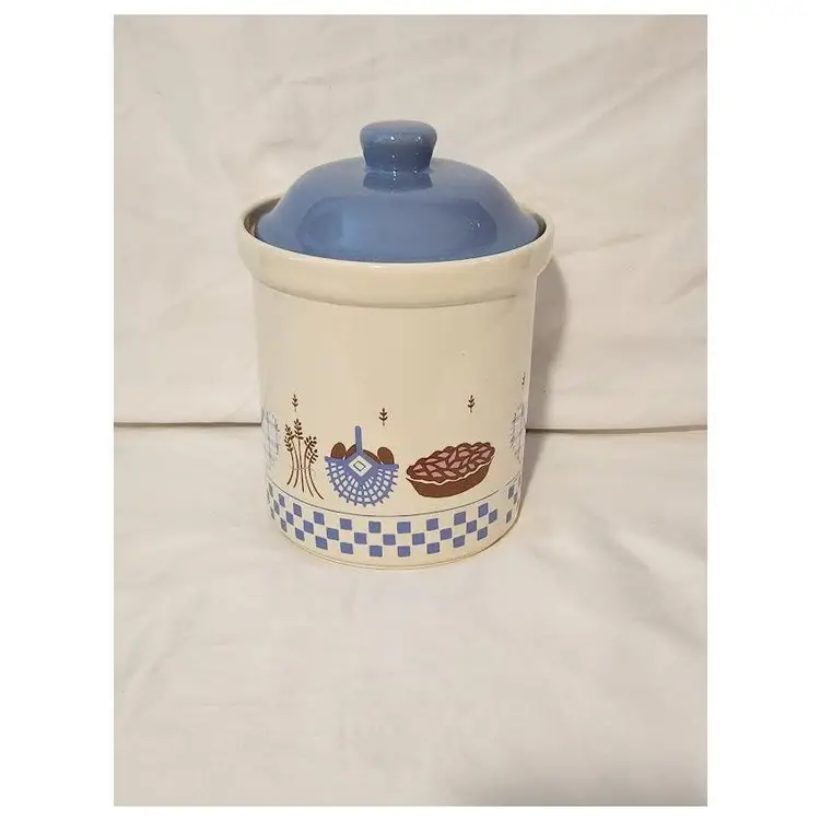 Vintage 1980's Hallmark Auntie Em Collection 8" Blue and White Stoneware Cookie Jar