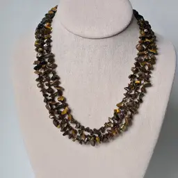 Multi-Strand Tiger's Eye Chip Necklace