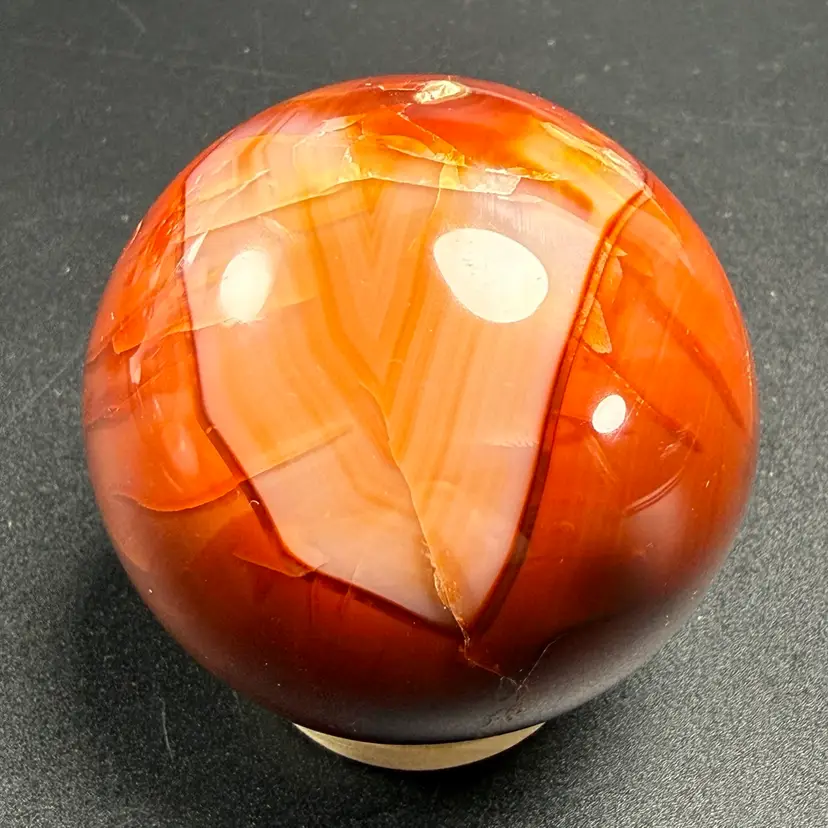 Natural Carnelian Sphere Red Stone Orb Crystal Healing Reiki 56.6mm 242g