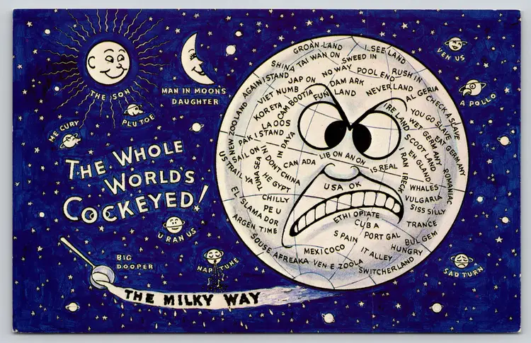 Postcard The Whole World's Cockeyed The Milky Way Space Astronomy Humor