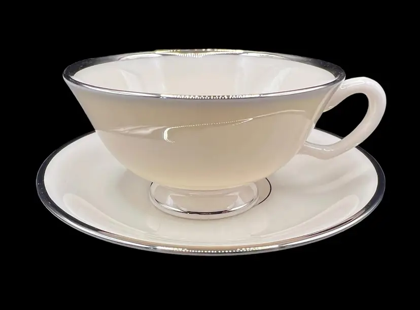 Lenox Montclair Bone China Tea Cup Saucer Set Platinum Presidential Collection