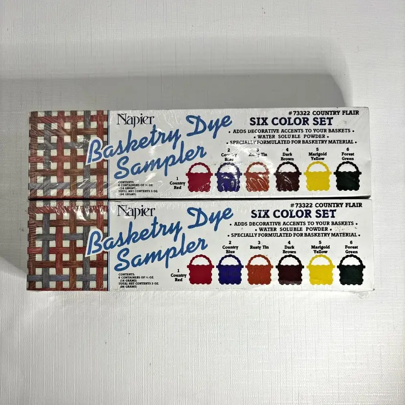 2 Napier Basketry Dye Sampler 6 Color Set 73322 Country Flair Vintage
