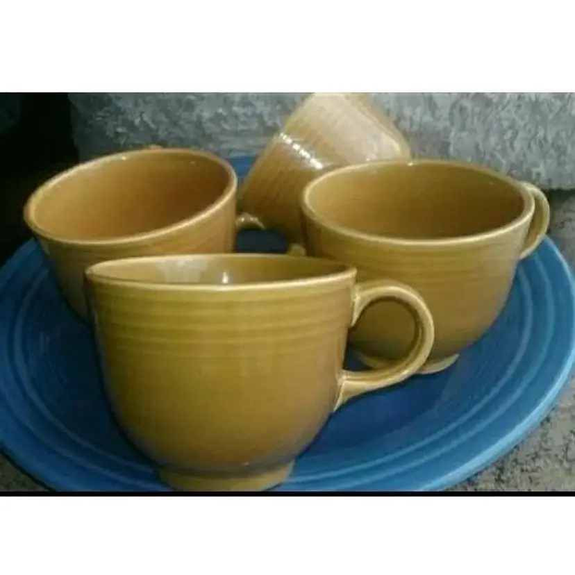 4 Vintage Fiestaware Casualstone Tea Cups rare