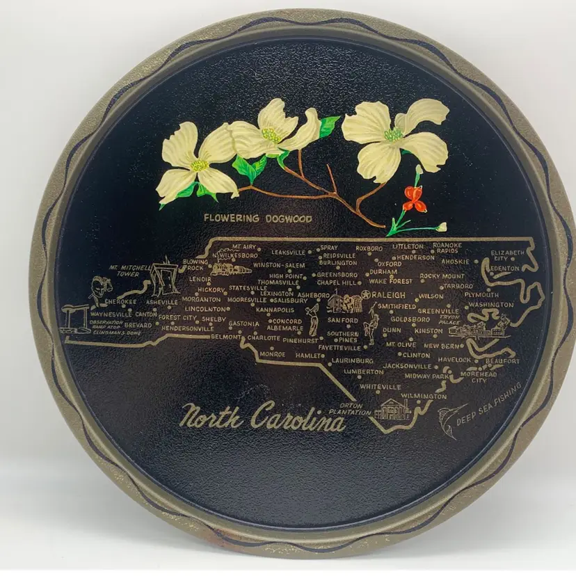 Various Vintage Metal Tin Souvenir Trays State Flower