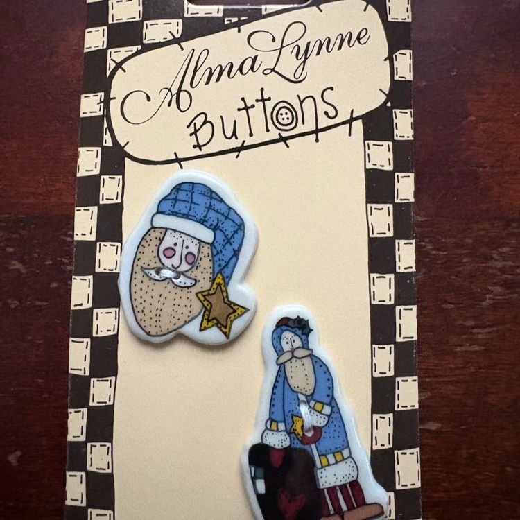 Alma Lynne Vintage Ceramic Christmas Santa Buttons