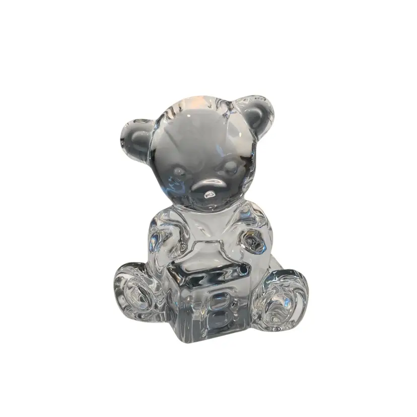 Waterford ABC Bear Clear Glass Figurine Paperweight 3"