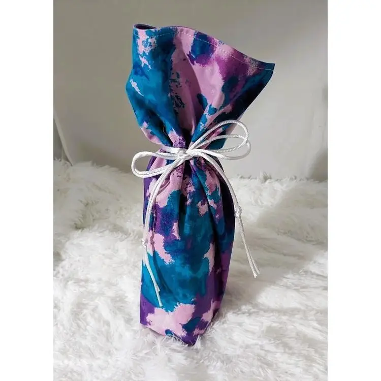 Handmade Wine Bottle Gift Bag - Blue / Purple Tie Dye - Any Occasion