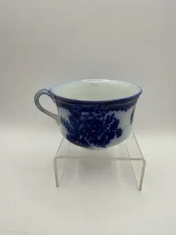 Antique 19 c Flow Blue Waldorf New Wharf Pottery England 2.5 in Tall