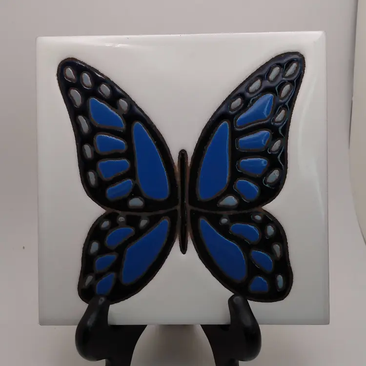 CLP Pottery Butterfly Trivet 6 x 6" Square