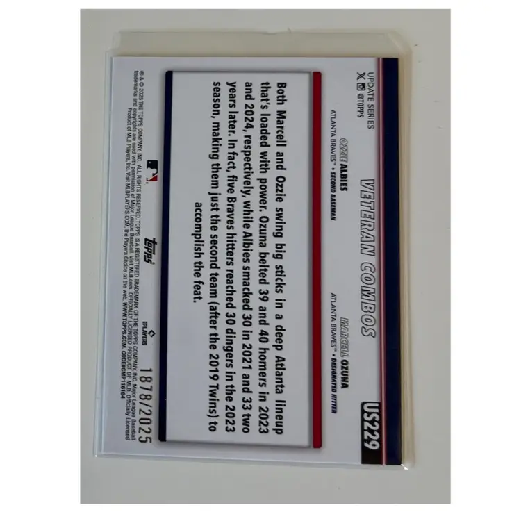 Ozzie Albies Marcell Ozuna Power In Pairs Topps Gold /2025 Atlanta Braves