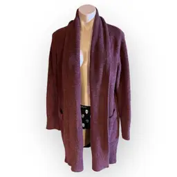 Barefoot Dreams CozyChic Women’s XS Burgundy Diamond Cable Cardigan