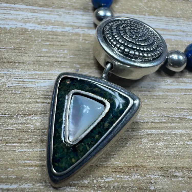 #01 - Carolyn Pollock Relios Lapis 19” Necklace Sterling Silver With Pendant