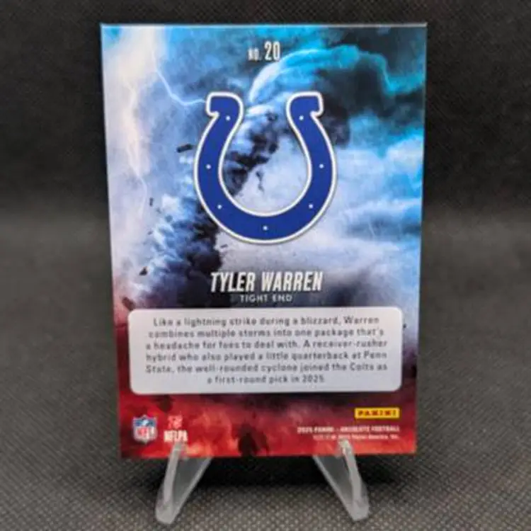 Tyler Warren 2025 Panini Absolute By Storm Rookie Card RC #20 - Indianapolis Colts