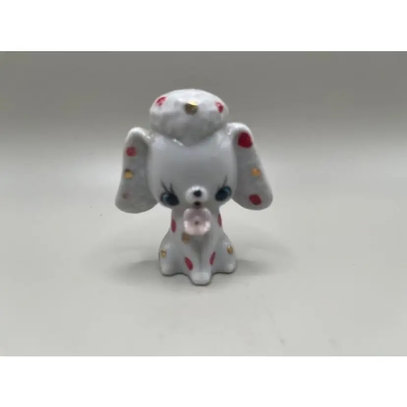 Vintage Anthropomorphic Kitsch Ceramic Polka Dot Poodle Figurine ~ Polka Dot Design ~ 2.5 inches Tall