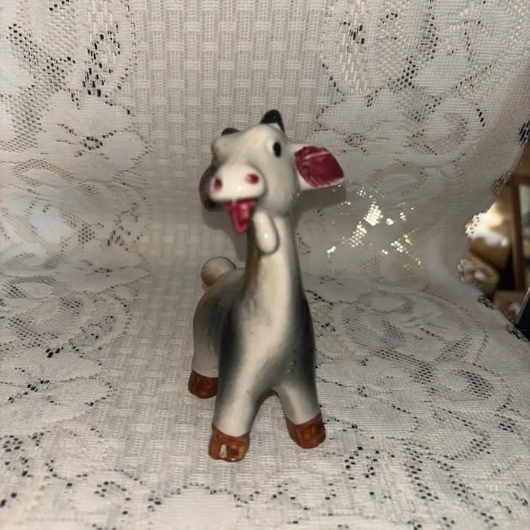 Vintage Ceramic Goat Figurine Made In Japan Farm Animal Figure Kitsch MCM