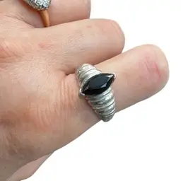 Sterling Silver Black Onyx OTC 925 Ring Size 8