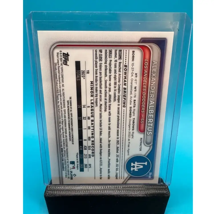 Alexander Albertus 1st Bowman Chrome Refractor Auto /499 Los Angeles Dodgers