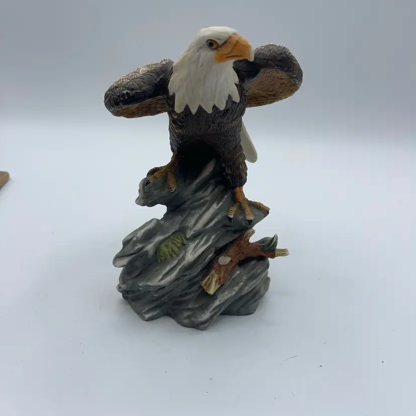 Ceramic Eagle On Rock 6.25 Inches Tall