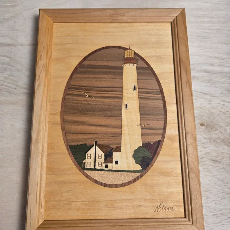 Hudson River Inlay Cape May Lighthouse Jeff Nelson artist 7x10