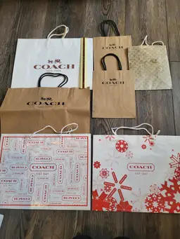 LOT of 7 Coach Paper Shopping Bags Different Sizes