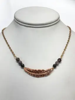 Vintage feather purple semi precious bead necklace