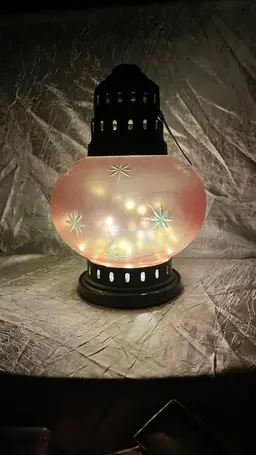 Rare Vintage Bohemian Pink Glass Tealight Lantern