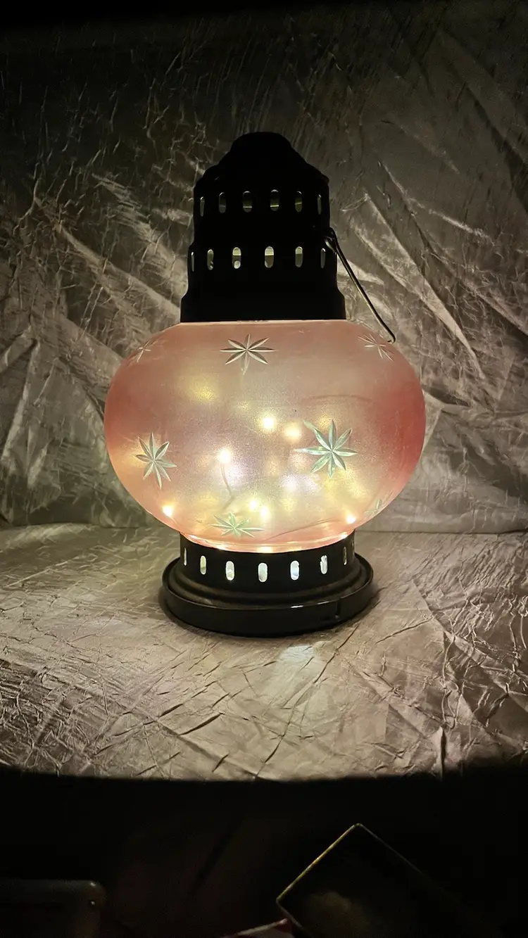 Rare Vintage Bohemian Pink Glass Tealight Lantern