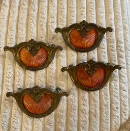 Vintage (1930's-1940's) Keeler Art Deco Celluloid & Brass Original Drawer Pulls