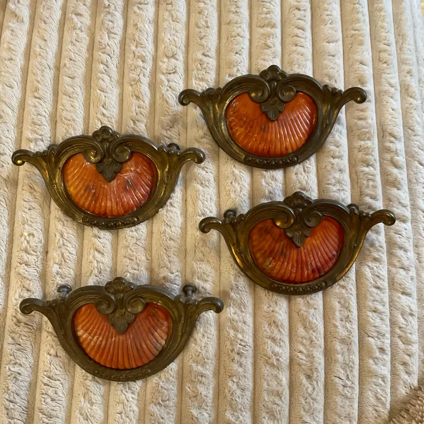 Vintage (1930's-1940's) Keeler Art Deco Celluloid & Brass Original Drawer Pulls