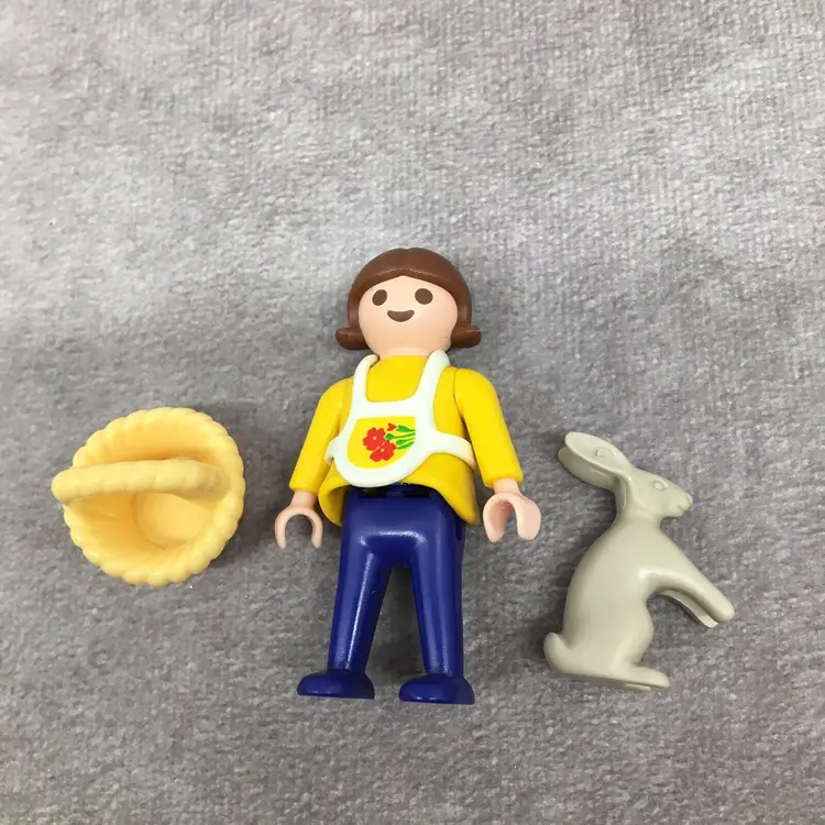 Playmobil Child w/Basket + Flowers and Rabbit