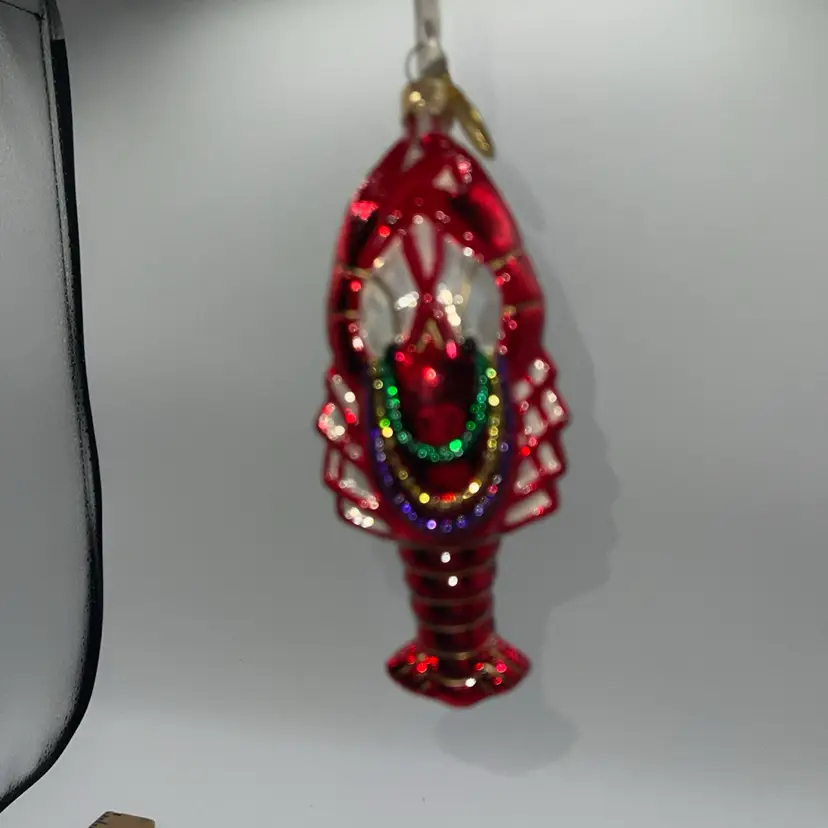Landmark Creations New Orleans Crawfish Blown Glass Hand Painted 5”