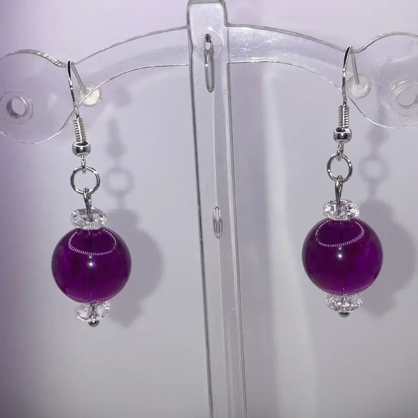 1 3/4” Drop Fish Hook Earrings! 925 Stamped! Acid Tested! Made By Me! Repurposed Beads From Vintage Necklaces!