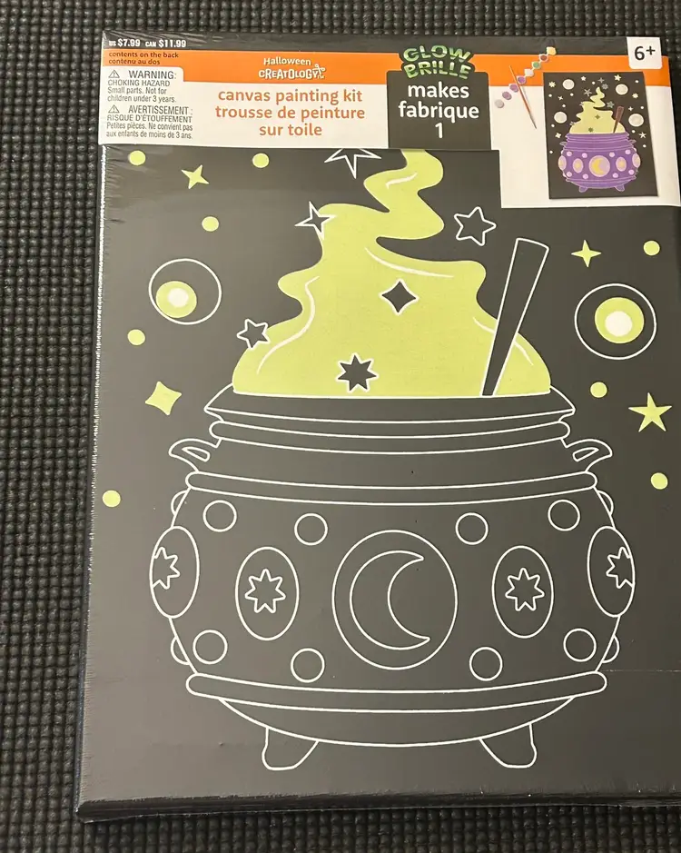 Creatology Halloween Canvas Painting Kit Glow Brille Cauldron NWT