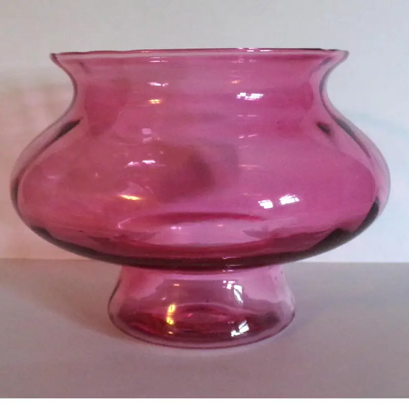 Vintage Pilgrim Glass Optic Swirl Hand Blown Candle Vase/Bowl