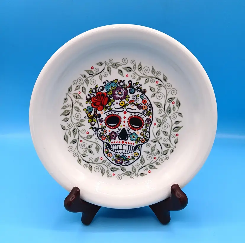 Fiestaware Sugar Skull & Vine Plate 6” Luncheon Plate, Dia De Los Muertos