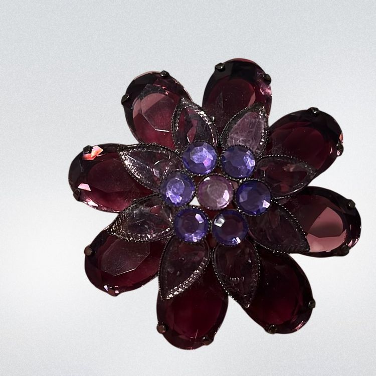 41. Large Purple Faux Stone Flower Brooch