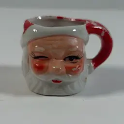Mini Vintage Japan Ceramic Winking Santa Mug 1.75”