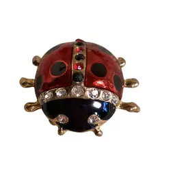Rhinestone Lady Bug Brooch 1.25x 1.5”