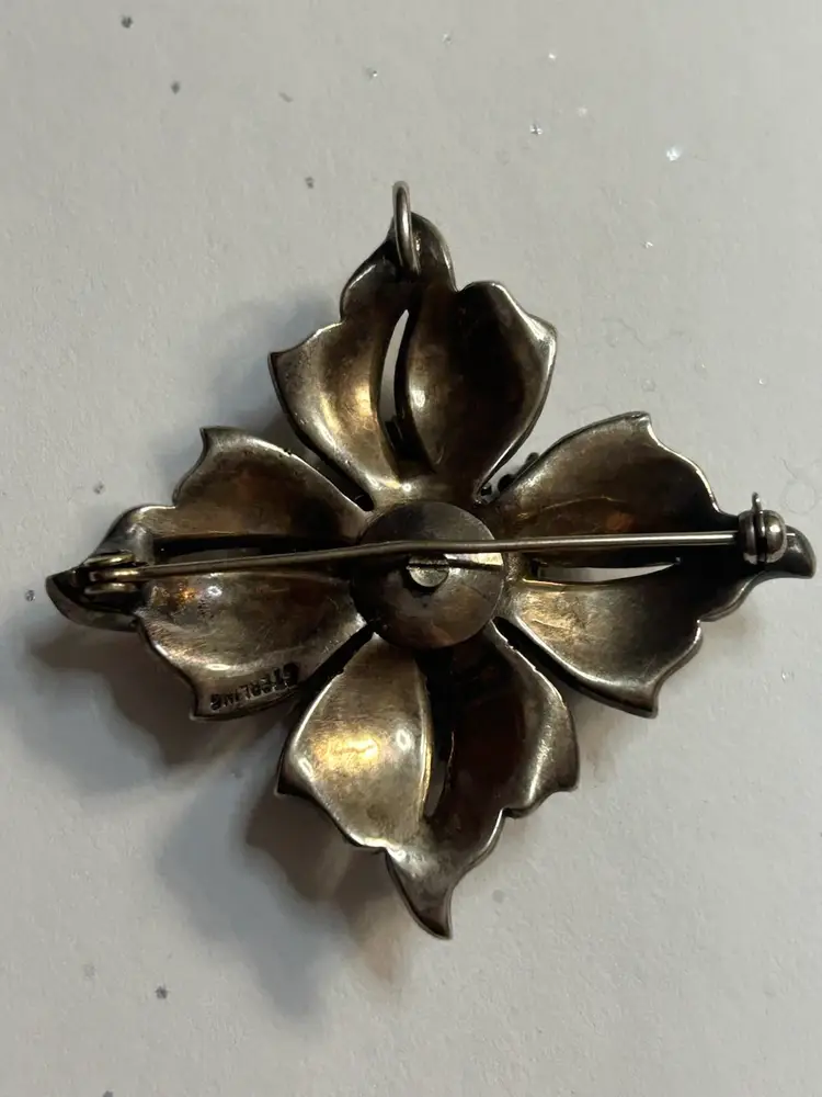 Sterling Silver Flower Brooch