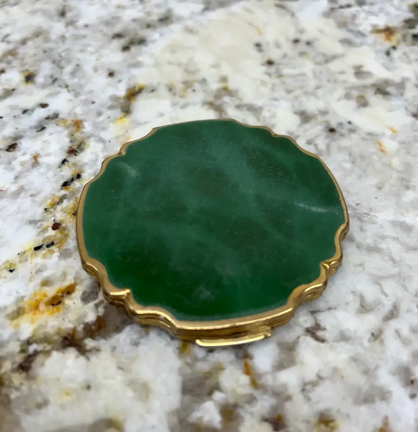 Vintage Stratton Compact Mirror Green & Gold