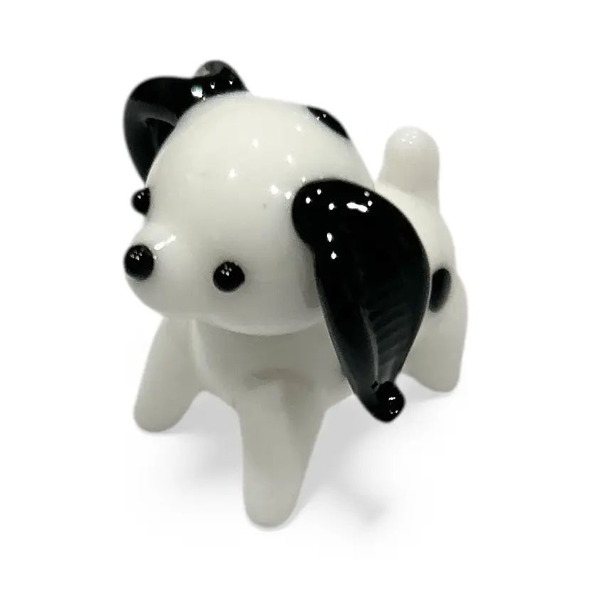 Mini Handblown Art Glass Dalmatian Dog Figurine