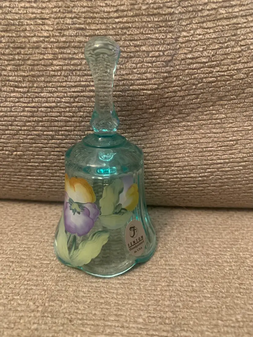 Hand Painted Fenton Bell Signed D. Caplinger 2 1/2 X 4 1/2 Inches