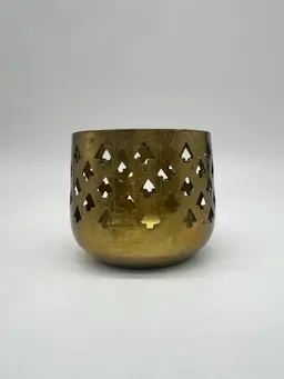 #07 Vintage Brass Candle Holder With Tree Cutouts