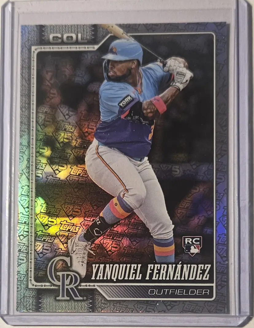 2026 Topps Series 1 75th Anniversary Foil Yanquiel Fernandez RC 55/75