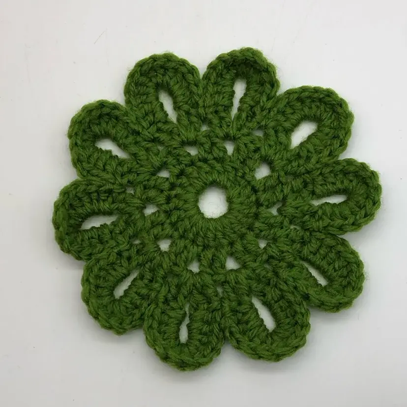 Groovy Green Crocheted Mat or Trivet  7”