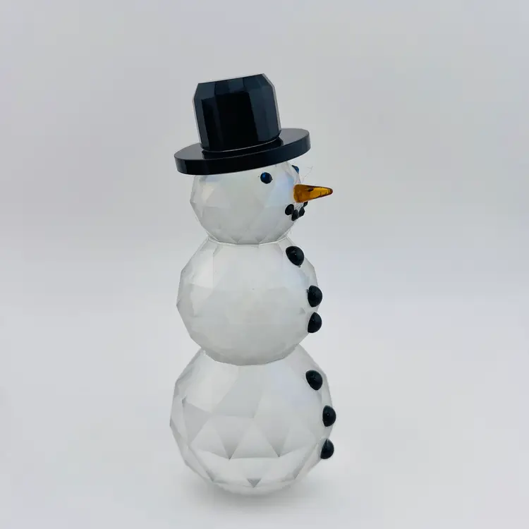 For The Snowman Fan! ⛄️ 🎁 Simon Designs Boxed Faceted Crystal Frosted Snowman Paperweight Figurine 5”