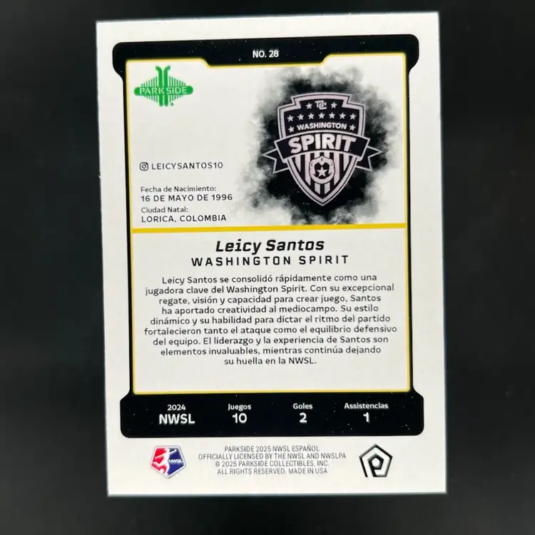 Leicy Santos 2025 Parkside En Espanol Silver Border /100  Soccer Card