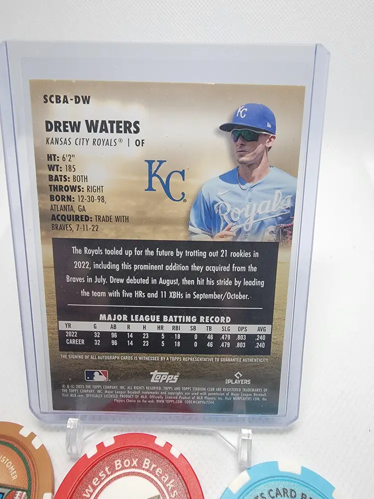 2023 Topps Stadium Club Drew Waters RC Auto Kansas City Royals Rookie